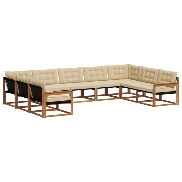 vidaXL &Uacute;ti s&oacute;fasett me&eth; p&uacute;&eth;i 9 pcs N&aacute;tt&uacute;rulegt og B&eacute;ig