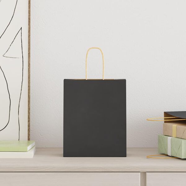 vidaXL Papp&iacute;rspokar 50 stk me&eth; Handf&ouml;ngum Svartir 18x8x22 cm