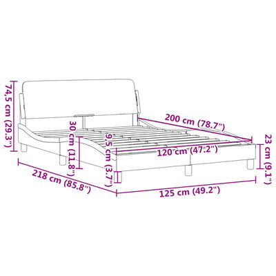 vidaXL Rúmgrind með Höfuðgafli Svört 120x200 cm Flauel