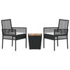 vidaXL Garð Bistro Set 3 pcs Svartur Poly rattan