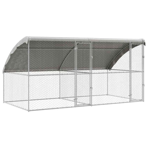 vidaXL Hundask&aacute;li me&eth; geymslu 2 pcs Silfur 4 x 2 x 2 m St&aacute;l