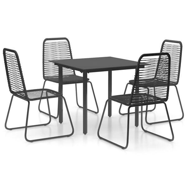 vidaXL 5 Parta Gar&eth;bor&eth;stofusett PVC Rattan Svart