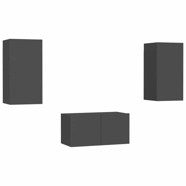 vidaXL 3 hluta Sj&oacute;nvarpssk&aacute;pasett Gr&aacute;r Samsettur Vi&eth;ur