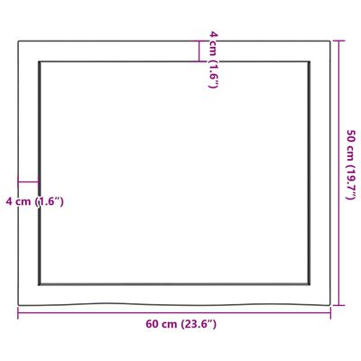 vidaXL Baðherbergisborðplata Dökkbrún 60x50x(2-4)cm Meðhöndlaður Viður