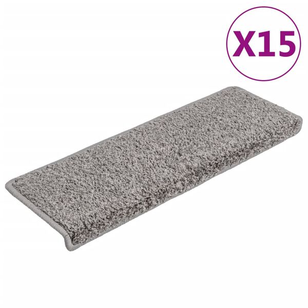 vidaXL Stigamottur 15 stk 65x21x4 cm gr&aacute;ar r&eacute;tthyrndar br&uacute;nir