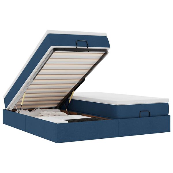 vidaXL Ottoman r&uacute;mgrind me&eth; d&yacute;num Bl&aacute;r 180x200cm Efni