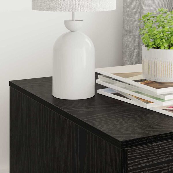 vidaXL Kattask&iacute;tarkassi Svartur Eik 47 x 59 x 42 cm Samsettur vi&eth;ur