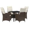 vidaXL Gar&eth;ur bor&eth;sett me&eth; p&uacute;&eth;i 5 pcs Br&uacute;nn p&oacute;l&yacute;rattan