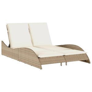 vidaXL Sólbekkur með Sessu 114x205x73 cm Drappað Pólýrattan