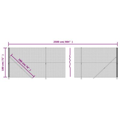 vidaXL Vírnetsgirðing með Jarðfestingu Reykgrá 1,8x25 m