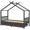 vidaXL Kids r&uacute;mgrind me&eth; sk&uacute;ffum D&ouml;kkgr&aacute;r gegnheilum furuvi&eth;i 90x200cm