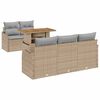 vidaXL Gar&eth;s&oacute;fa sett me&eth; p&uacute;&eth;i 6 pcs Beige og lj&oacute;sgr&aacute;r p&oacute;l&yacute;rattan