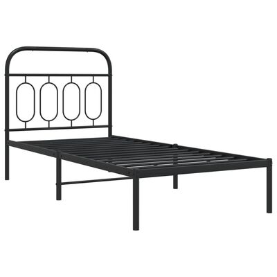 vidaXL Rúmgrind úr Málmi án Dýnu með Höfðagafli Svört 90x190 cm