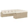vidaXL 10 Hluta Gar&eth;s&oacute;fasett me&eth; Sessum Drappa&eth; P&oacute;l&yacute;rattan