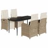 vidaXL 5 Hluta Gar&eth;bor&eth;sett me&eth; Sessum Drappa&eth; P&oacute;l&yacute;rattan