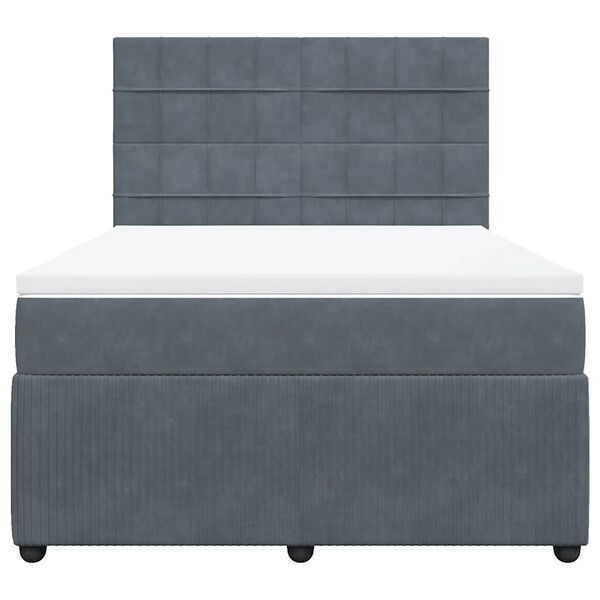 vidaXL H&oacute;lfa&eth; Springr&uacute;m me&eth; D&yacute;nu D&ouml;kkgr&aacute;tt 140x200 cm Flauel