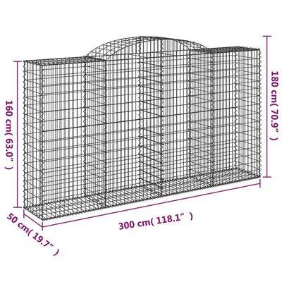 vidaXL Bogadregnir Grjótkassar 11 stk. 300x50x160/180cm Sinkhúðað Járn