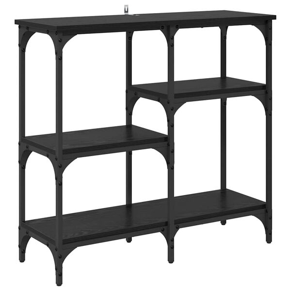 vidaXL Veggbor&eth; me&eth; hillu Svartur Eik 80 x 29 x 75 cm Samsettur vi&eth;ur