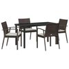 vidaXL Gar&eth;ur bor&eth;sett 5 pcs Br&uacute;nn og svartur PE rattan