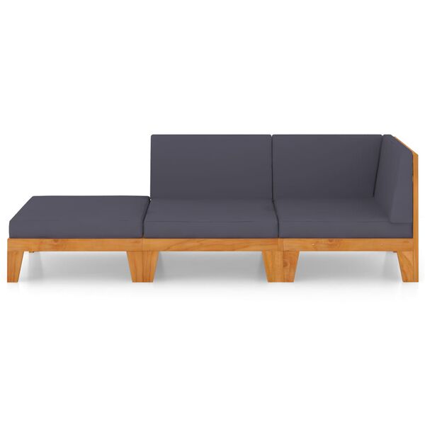 vidaXL 3 Hluta Gar&eth;s&oacute;fasett me&eth; Sessum Gegnheill Akas&iacute;uvi&eth;ur