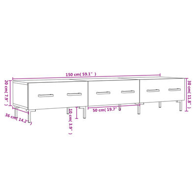 vidaXL Sjónvarpsskápur Sonoma Eik 150x36x30 cm Samsettur Viður