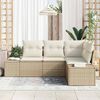 vidaXL Garðsófa sett með geymslu 4 pcs Beige og krem pólýrattan