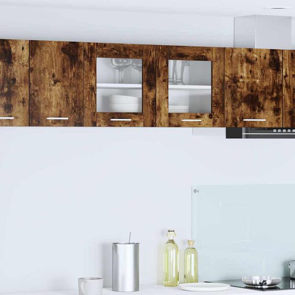 vidaXL Vegghengdur sk&aacute;pur me&eth; hur&eth; Reykta eik og hv&iacute;t 80 x 31 x 40 cm