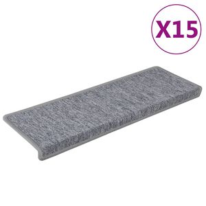 vidaXL Stigamottur 15 stk 65x21x4 cm lj&oacute;sgr&aacute;ar r&eacute;tthyrndar br&uacute;nir