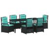 vidaXL Gar&eth;ur bor&eth;sett 7 pcs Svartur p&oacute;l&yacute;rattan