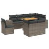 vidaXL 9 Hluta Gar&eth;s&oacute;fasett me&eth; Sessum Gr&aacute;r P&oacute;l&yacute;rattan