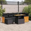 vidaXL 7 stykki gar&eth;s&oacute;fasett me&eth; p&uacute;&eth;um Black Poly Rattan Acacia