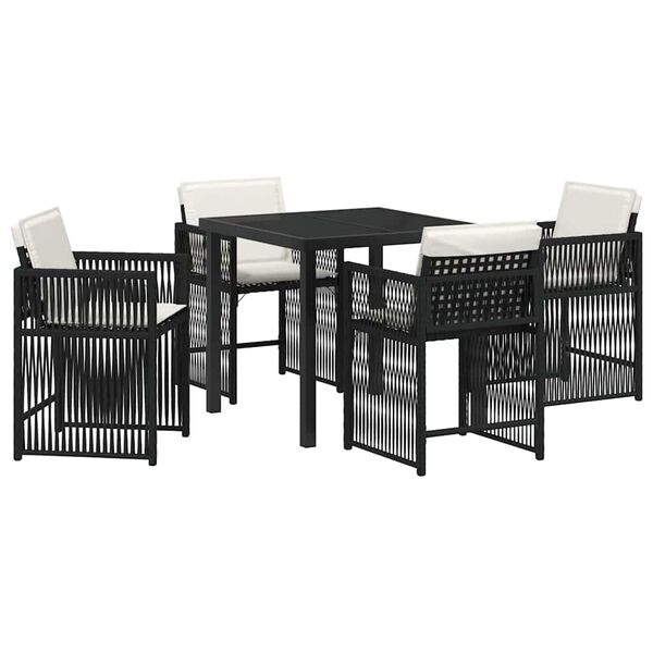vidaXL Gar&eth;ur bor&eth;sett 5 pcs Svartur p&oacute;l&yacute;rattan