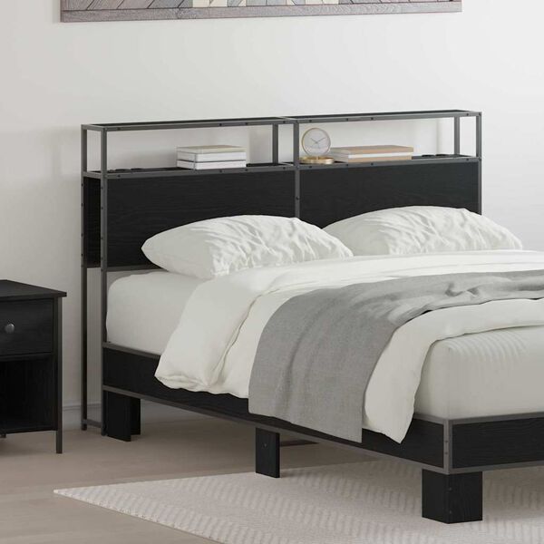 vidaXL Geymslu h&ouml;f&eth;ah&ouml;gg me&eth; hillu Sv&ouml;rt eik 150 cm Samsettur vi&eth;ur