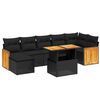 vidaXL 8 stykki gar&eth;s&oacute;fasett me&eth; p&uacute;&eth;um Beige Poly Rattan Acacia