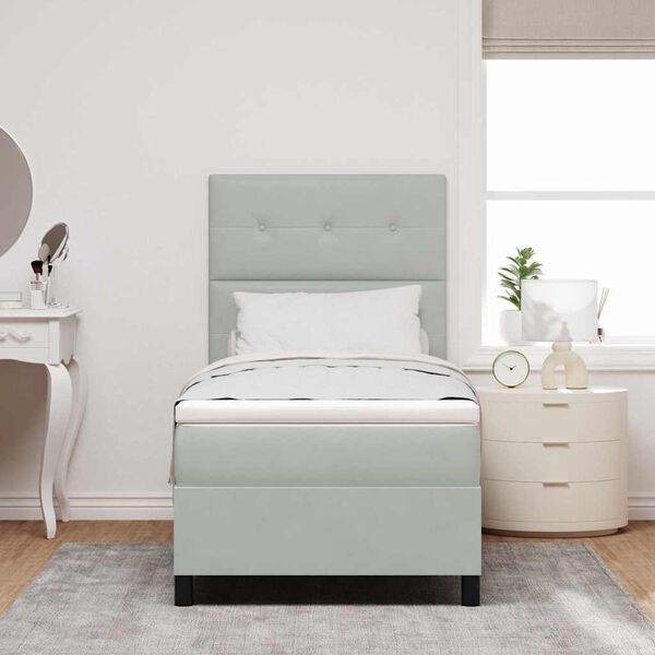 vidaXL LED Box Spring R&uacute;m me&eth; d&yacute;nu Lj&oacute;sgr&aacute;r 90 x 190 cm d&uacute;kur