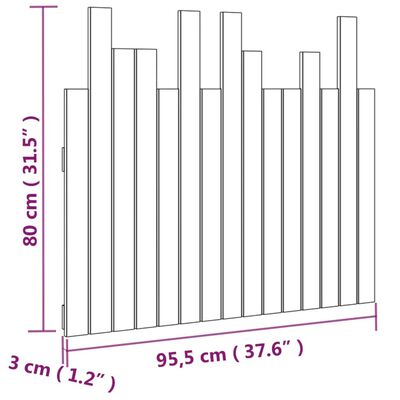 vidaXL Veggfestur Höfðagafl 95,5x3x80 cm Gegnheil Fura