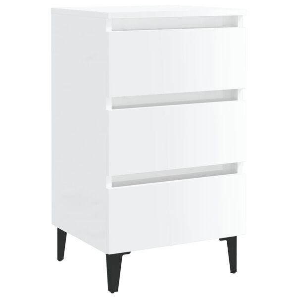 805917 vidaXL Bed Cabinet with Metal Legs High Gloss White 40x35x69 cm