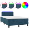 vidaXL H&oacute;lfa&eth; Springr&uacute;m me&eth; D&yacute;nu&LED D&ouml;kkbl&aacute;tt 120x190 cm Flauel