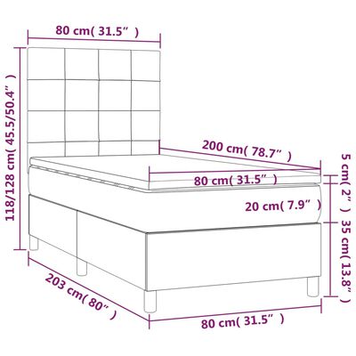 vidaXL Hólfað Springrúm með Dýnu Rjóma 80x200 cm Tauefni