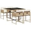vidaXL 5 Hluta Gar&eth;bor&eth;sett me&eth; Sessum Drappa&eth; P&oacute;l&yacute;rattan