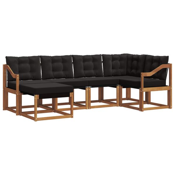 vidaXL &Uacute;ti s&oacute;fasett me&eth; p&uacute;&eth;i 6 pcs N&aacute;tt&uacute;rulegur og svartur