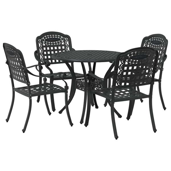 vidaXL Gar&eth;ur bor&eth;sett 5 pcs Svartur 90 x 90 x 75 cm D&uacute;ka&eth; &aacute;l
