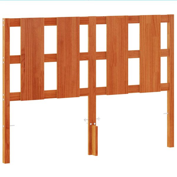 vidaXL Höfðagafl Vaxbrúnn 135 cm Gegnheil Fura