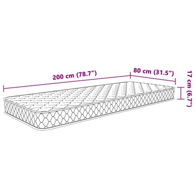 vidaXL Minnissvampýna Hvít 80x200x17 cm