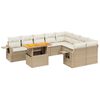 vidaXL 10 Hluta Gar&eth;s&oacute;fasett me&eth; Sessum Drappa&eth; P&oacute;l&yacute;rattan