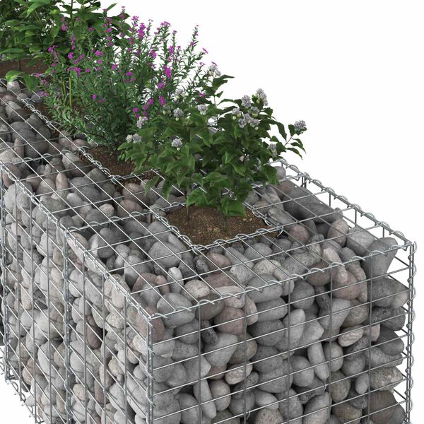 vidaXL Gabion h&aelig;kka&eth; r&uacute;m Silfur 180 x 60 x 55 cm Galvaniserad st&aacute;l