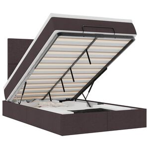 vidaXL Ottoman r&uacute;mgrind me&eth; d&yacute;nu D&ouml;kkbr&uacute;nt 120x190 cm Efni