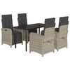 vidaXL 5 Parta Gar&eth;bor&eth;stofusett me&eth; Sessum Lj&oacute;sgr&aacute;tt P&oacute;l&yacute;rattan