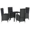 vidaXL Gar&eth;ur bor&eth;sett me&eth; p&uacute;&eth;i 5 pcs Svartur p&oacute;l&yacute;rattan