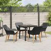 vidaXL Garður borðsett með púði 5 pcs Svartur pólýrattan